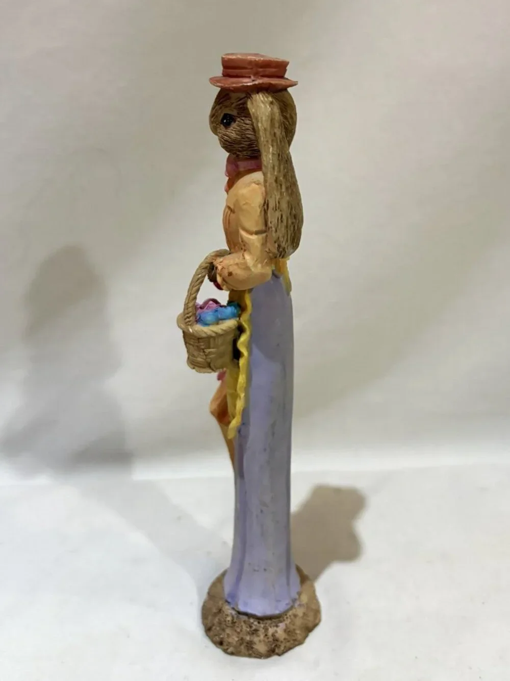 Mrs. Easter Bunny Rabbit with Parasol and Egg Basket Resin Easter Decor